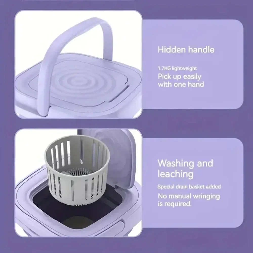 Mini Portable Washing Machine, Suitable Camping, RV, Travel, 8L Folding Washing
